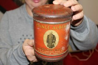 Vintage Prince Albert Pipe & Cigarette Tobacco Metal Tin Can Gas Oil Sign