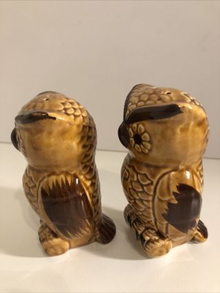 Vintage Lego Ceramic Owl Salt and Pepper Shakers Japan MCM with Stoppers 3