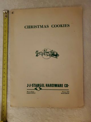 Vintage Jj Stangel Hardware Co Manitowoc Wi Christmas Cookies Cookbook