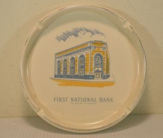 Vintage Ceramic Ashtray The First National Bank Mt Clemens Michigan 6.  5 "