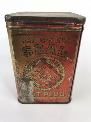 Vintage Patterson ' s Seal Cut Plug Empty Tin 3