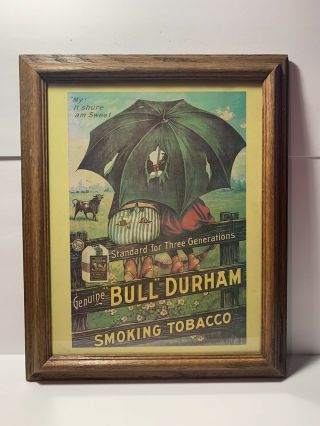 Vintage Bull Durham Smoking Tobacco Poster Black Americana