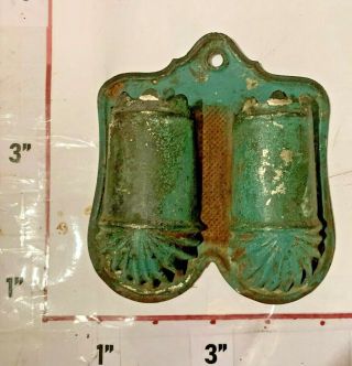 Early Tin Wall Match Safe W Striker Funky Green Paint Fluted Design