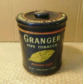 Vintage Pipe Tobacco Tin Can Granger Rough Cut Pointer Setter Dog W Tax Stamps