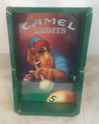 Vintage 1992 Camel Lights Plastic Ashtray Joe Camel Playing Pool Pre - Owned