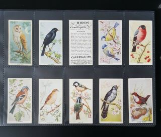 Cigarette Cards - Carreras - Birds Of The Countryside - Full Set - Vg - Ex