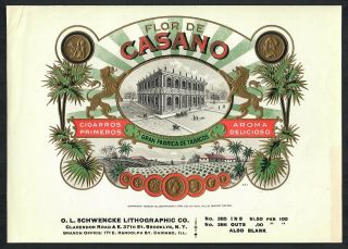 Vintage Flor De Casano Inner Cigar Label Salesman Sample