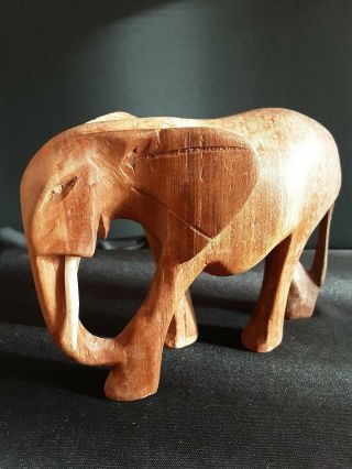 Vintage Solid Wood Elephant Hand Carved