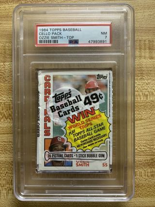 1984 Topps Baseball Cello Pack With Ozzie Smith On Top Psa 7 Near