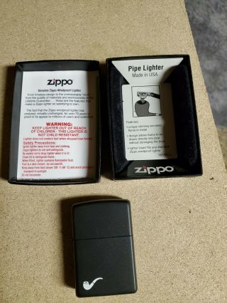 Zippo Black Matte Pipe Lighter With Pipe Lighter Insert