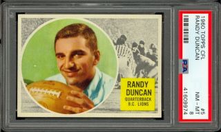 1960 Topps Cfl Football 5 Randy Duncan Psa 8
