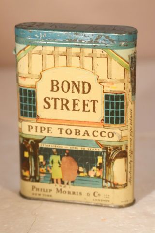 Antique Bond Street Pipe Tobacco Straight Side Pocket Tin Philip Morris & Co