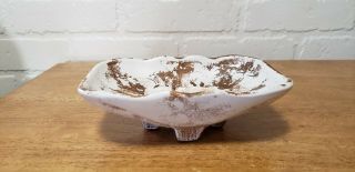 Vintage Mccoy Oval Footed Pottery Bowl / Planter / Candy Dish Ivory With Brown S