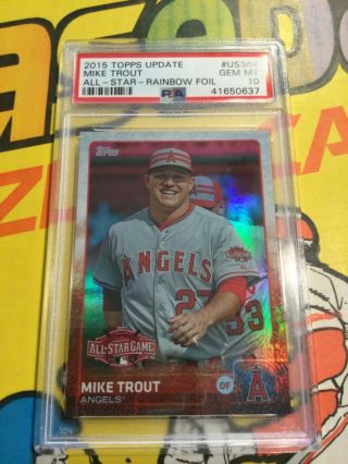 2015 Topps Update Mike Trout All Star Rainbow Foil Us364 Psa 10