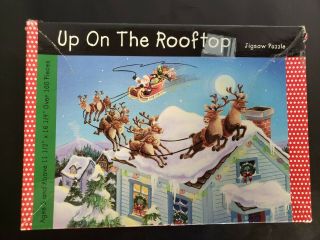 Vintage Up On The Rooftop Puzzle 1995 Santa Reindeer Snow Christmas