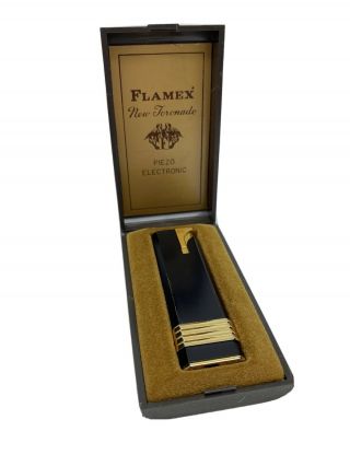 Vintage Flamex Toronado Piezo Electronic Lighter W/ Case Made In Japan