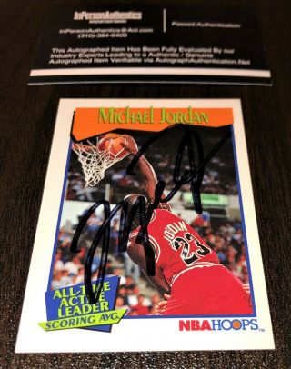 Michael Jordan Signed Nba Hoops Basketball Card W/ Certified Autograph