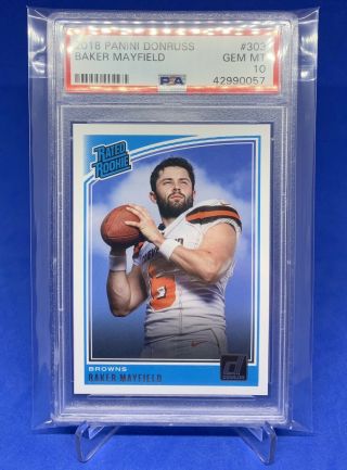 2018 Panini Donruss Baker Mayfield Rated Rookie Rc 303 Psa 10 Gem Browns