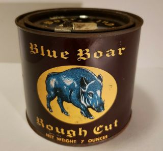 Vintage Blue Boar Rough Cut Tobacco Round Tin