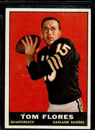 1961 Topps Football Oakland Raiders Tom Flores Rookie Card Rc Hof? 186 Ex,