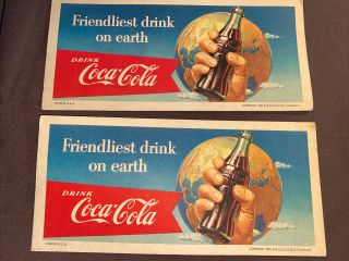 2 Vintage 1956 Coca - Cola Adveriding Ink Blotters