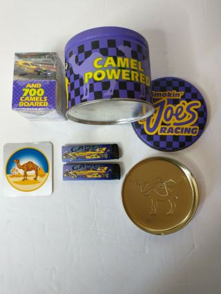 Vintage 1995 Smokin Joes Racing Camel Tin With Ash Tray Sticker 2 Lighter