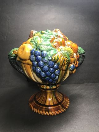 Vintage/retro Painted Ceramic Fruit Bowl Pedestal Compote