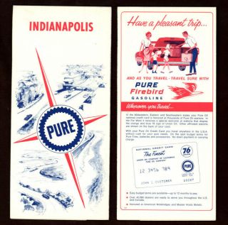 Vintage 1967 Indianapolis,  Indiana Road Map From Pure Oil Co.
