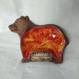 Vintage Treasure Craft Yellowstone Park Grizzly Bear Trinket Dish Ashtray