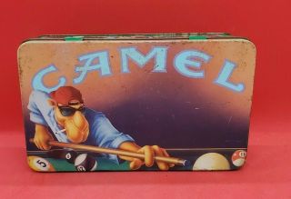 Vintage Joe Camel Collector Playing Pool Billiards Tin 7.  5 " X 4.  5 "