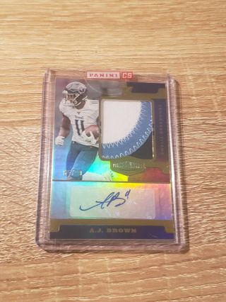 2019 Panini Plates And Patches Aj Brown Rookie Auto 3 Color Patch /99 Titans Wr