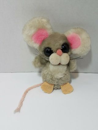 Vintage 1978 Russ Berrie Peepers Gray Mouse Plush Stuffed Animal Toy Big Eyes