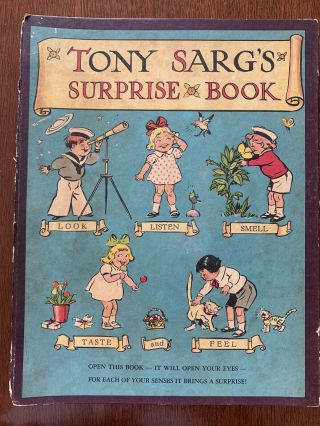 Vintage Tony Sarg’s Surprise 1941 Pop Up Moving Parts Touch Feel Children Book