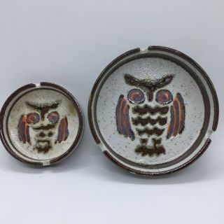 2 Vintage Owl Ashtray Otagiri Japan Stoneware Hand Crafted 1 Sticker