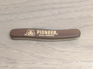 Vintage Pioneer Seed Corn Advertising Woodgrain Pocket Knife - Imperial Prov.  Ri