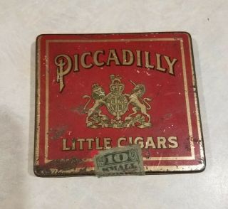 Vintage Tobacco Advertising Tin Piccadilly Little Cigars W/original Stamp