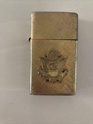 Vintage 14k Gold Plated Florentine Flip Top Lighter “u S Army " Emblem
