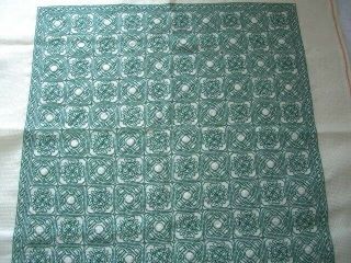 Vintage Carefully Handmade Green And White Embroidered Square