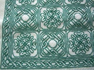 Vintage carefully handmade Green and white embroidered square 2