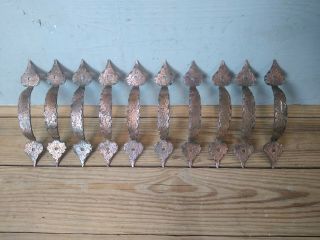 Set Of 10 Vintage Hammered Copper Drawer Pulls Cabinet Handles