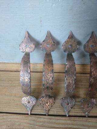 Set of 10 Vintage Hammered Copper Drawer Pulls Cabinet Handles 2