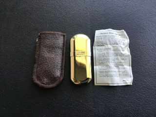 Vintage Marlboro Cigarette Lighter W Leather Case Brass No.  6 Slim