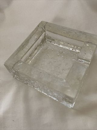 Clear Recycled Glass Square Ashtray Mid Century Modern