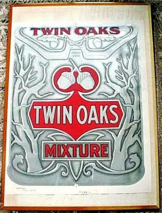 Vintage Twin Oaks Tobacco Mixture 23 " By 19 " Printer`s Proof Advertising Print