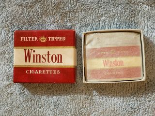 Vintage Winston Cigarette Lighter Zenith Red Chrome In Paper And Box