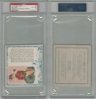 T129 Red Man Tobacco,  American Indian Chiefs,  1952,  8 Red Bird,  Psa 4 Vgex