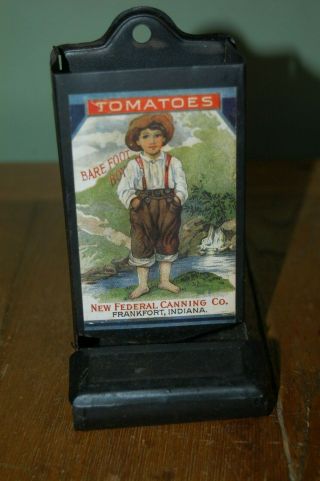 Vintage Tin Metal Wall Mount Match Box Holder W/advertising