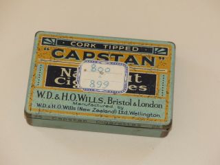 Vintage Capstan Navy Cut Cigarettes Tin Box Cork Tip - Wd&ho Wills Zealand