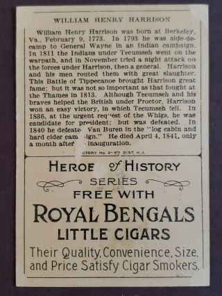 William Henry Harrison T68 HEROES OF HISTORY - ROYAL BENGALS 1911 - 1912 2