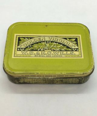 Vintage Golden Virginia Tobacco Tin (empty) Light Green 2oz.  Graphics